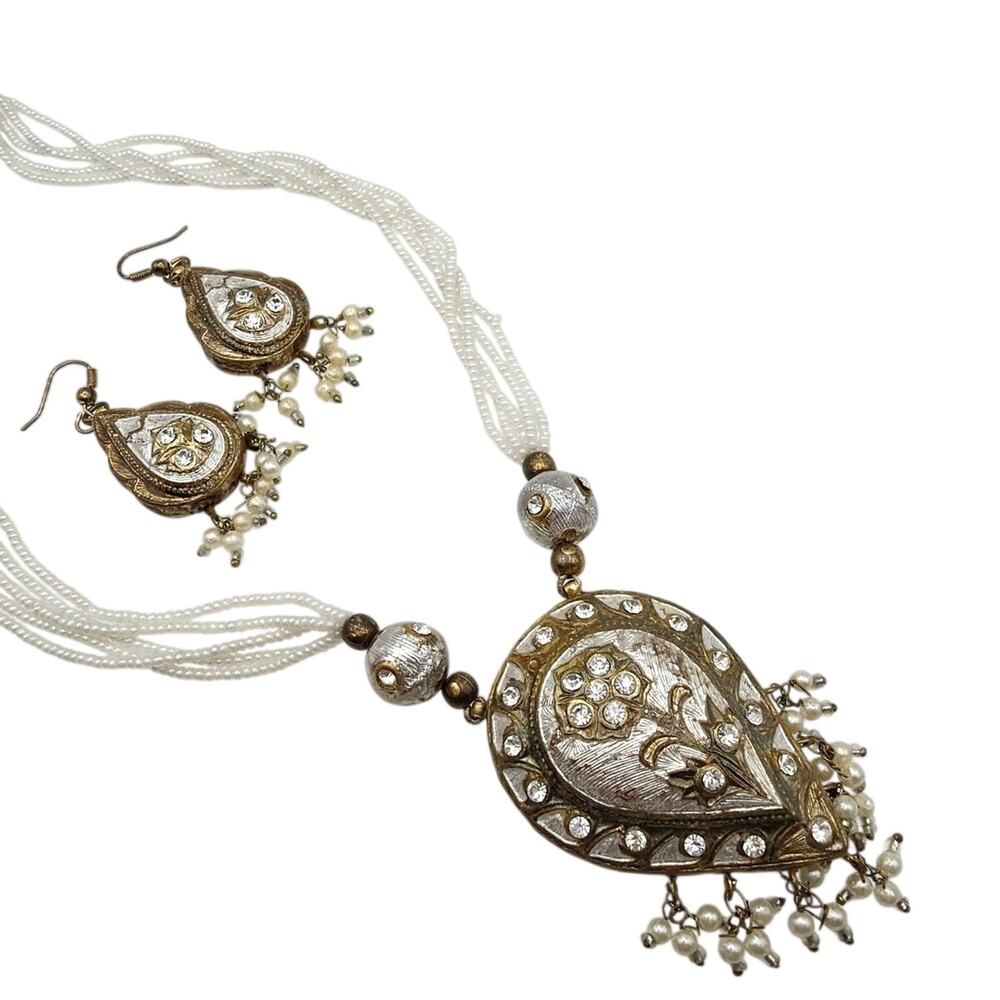 White Pearl Kundan Mala Short necklace set/Kundan rani haar/Kundan Mala Set